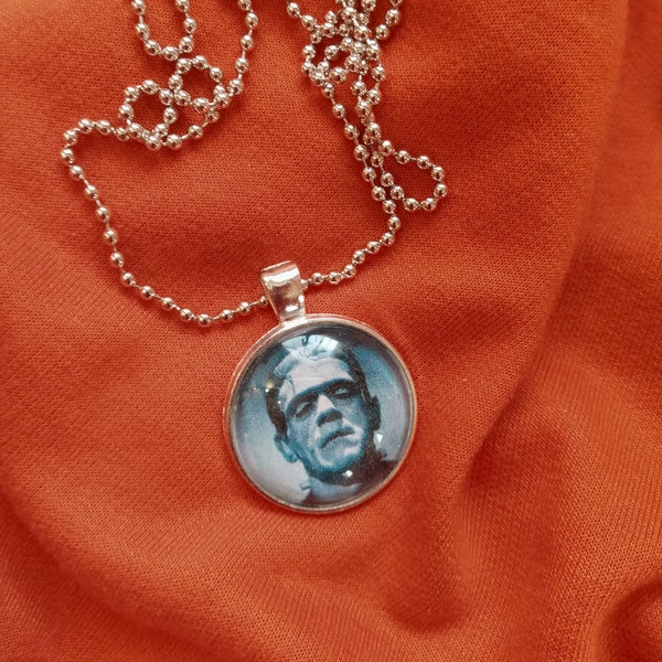 1 inch Frankenstein Monster classic horror movie pendant necklace;  Jewelry;  Boris Karloff;  Universal Monster