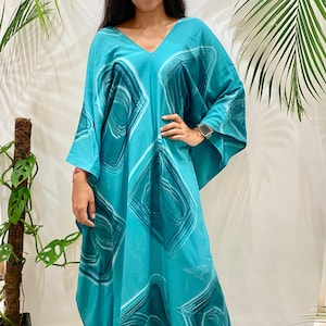 Turquoise Teal Long Kaftan Loose Fit Evening Dress Casual - Etsy