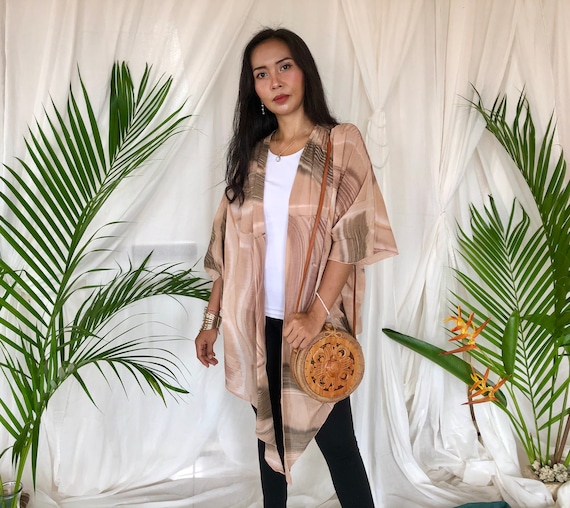 Outerwear Cascading Beach Cover Up Bali Kimono Cardigan in
