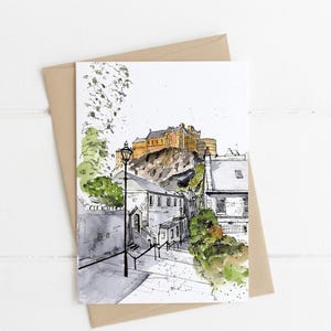 Edinburgh Castle Karte, schottisches Geschenk, Aquarell, schottische Kunst