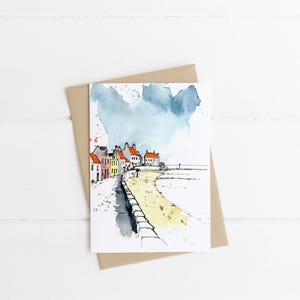 Carte de voeux Pittenweem, carte écossaise, carte d'art, cadeau d'art, carte d'aquarelle