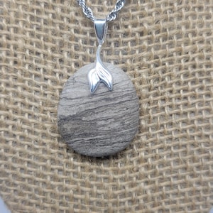 Lake Erie Striped Beach Stone Pendant Necklace