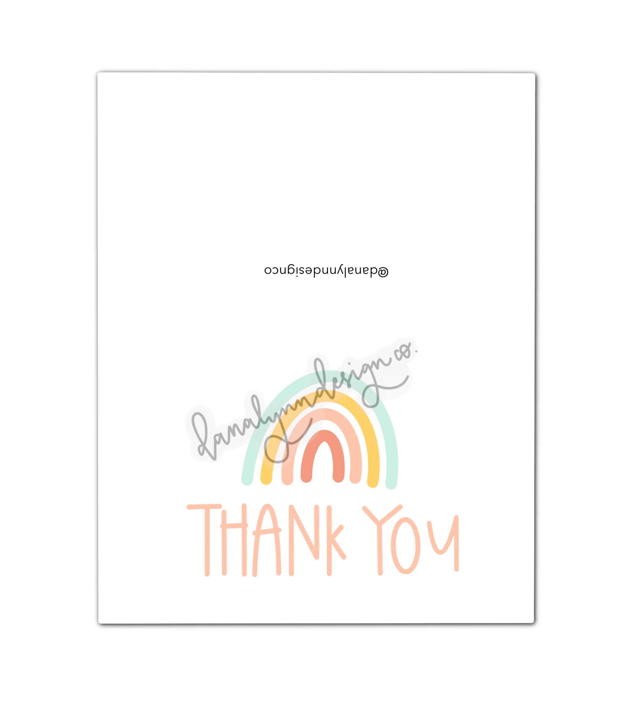 Rainbow Thank You Card Printable Pdf Finished File - Etsy