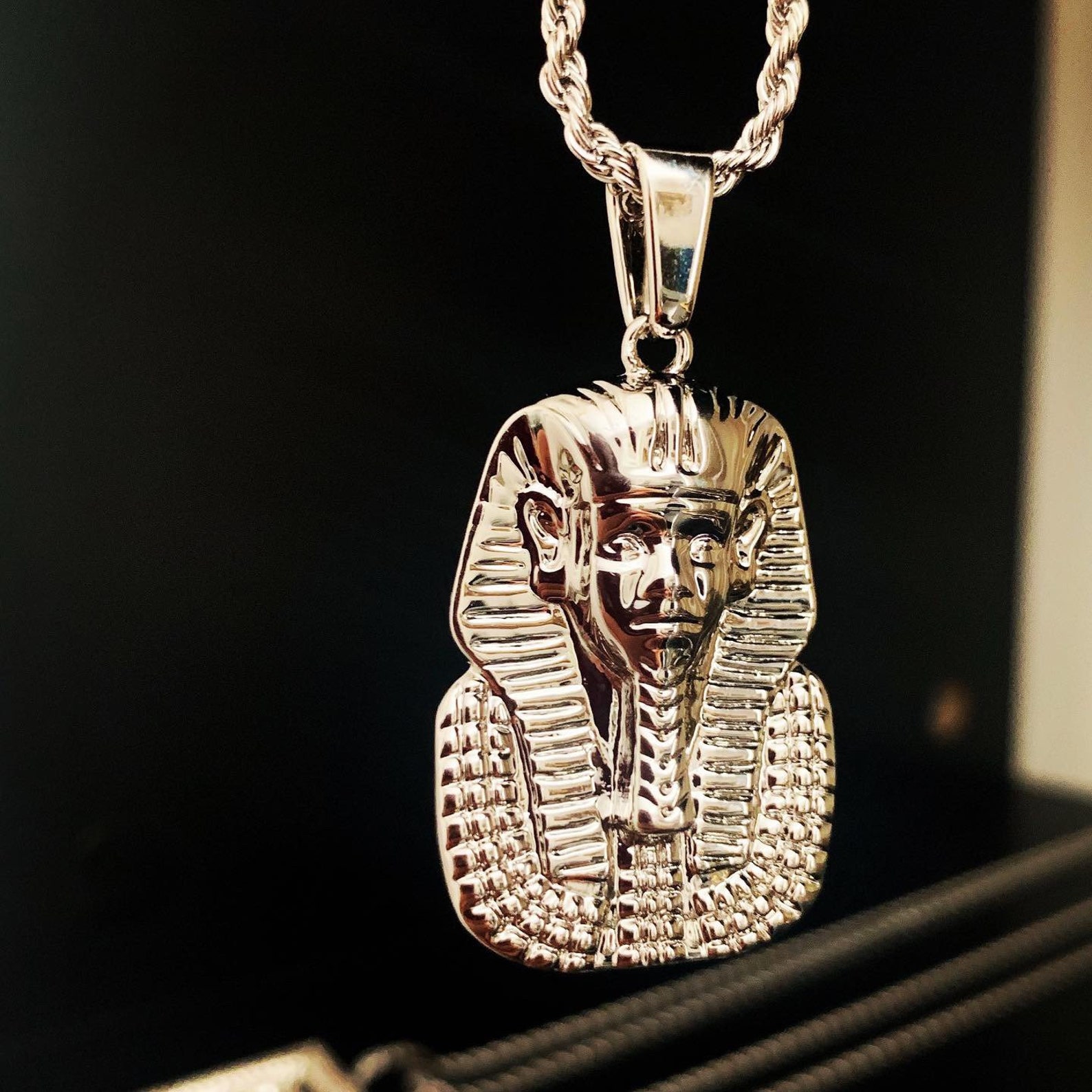 Pharaoh Pendant Egyptian Necklace Silver Mens Jewellery Etsy