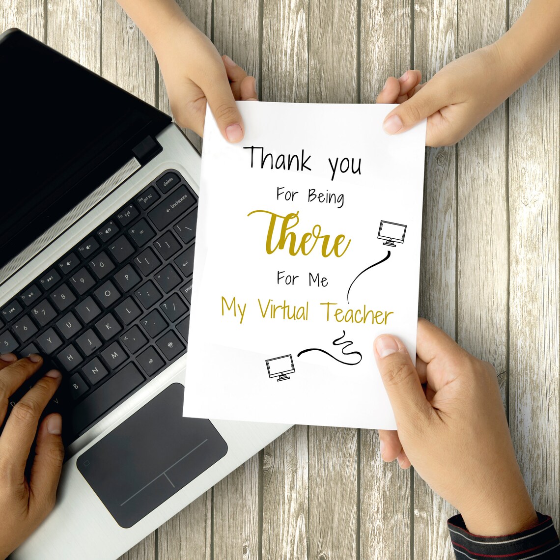 Printable card for Virtual Teacher INSTANT DOWNLOAD Thank you | Etsy