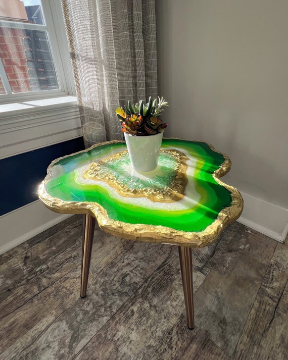 Resin geode cheap coffee table