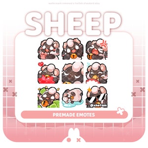 Pink Sheep ( 9 x emotes ) premade emotes pack for Streaming Twitch YouTube Discord Kick etc