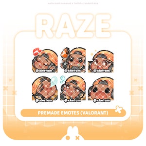 Raze pack ( Valorant ) premade emote for Streaming Twitch YouTube Discord Kick etc