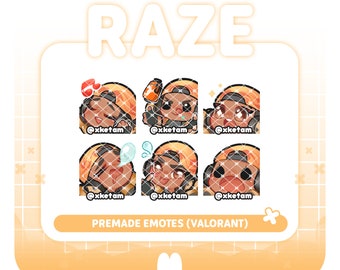 Raze pack ( Valorant ) premade emote for Streaming Twitch YouTube Discord Kick etc