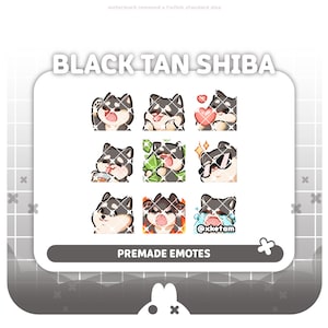 Black Tan Shiba ( 9 x emotes ) premade emotes for Streaming Twitch YouTube Discord Kick etc