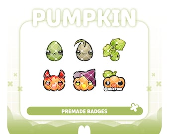 Pumpkin ( 6 x badges ) premade badges for Streaming Twitch YouTube Discord Kick etc