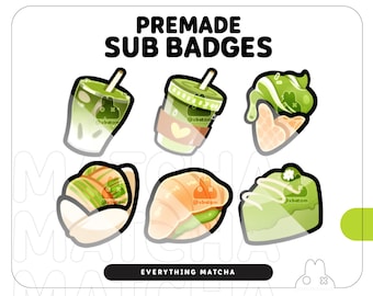 Cute Matcha Sub Badges | Twitch & Discord Stream Badges (Digital Download)