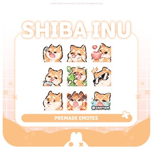 Cute Shiba ( 9 x emotes ) premade emotes for Streaming Twitch YouTube Discord Kick etc