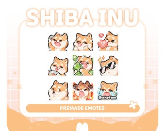 Cute Shiba ( 9 x emotes ) premade emotes for Streaming Twitch YouTube Discord Kick etc