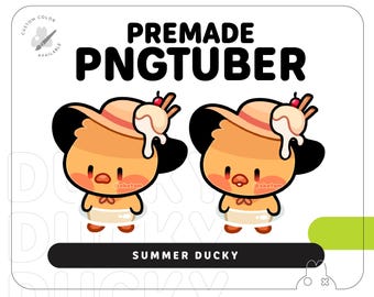Summer Ducky PNGTuber | Premade Chibi PNGtuber Fugi Avatar for Streaming Twitch, YouTube, and Discord