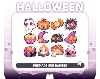 Halloween Pack ( 12 x badges ) premade badges for Streaming Twitch YouTube Discord Kick Stickers etc