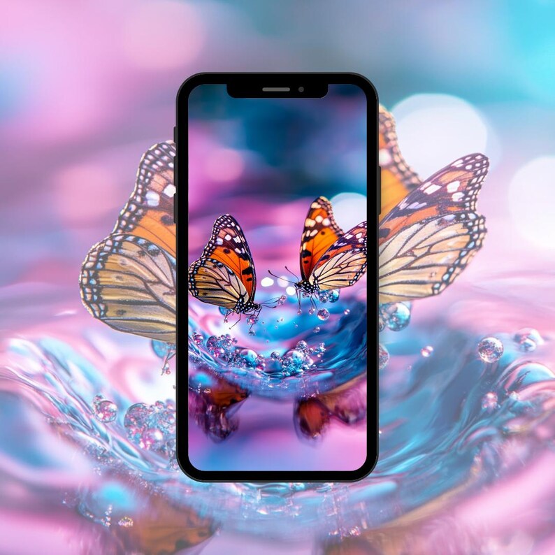 BUTTERFLY WALLPAPER iPhone Home Screen Phone Butterfly Aesthetic Wallpaper Background Lisa Frank