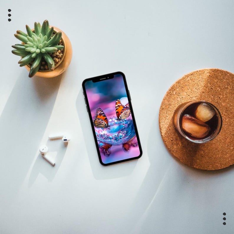 BUTTERFLY WALLPAPER iPhone Home Screen Phone Butterfly Aesthetic Wallpaper Background Lisa Frank