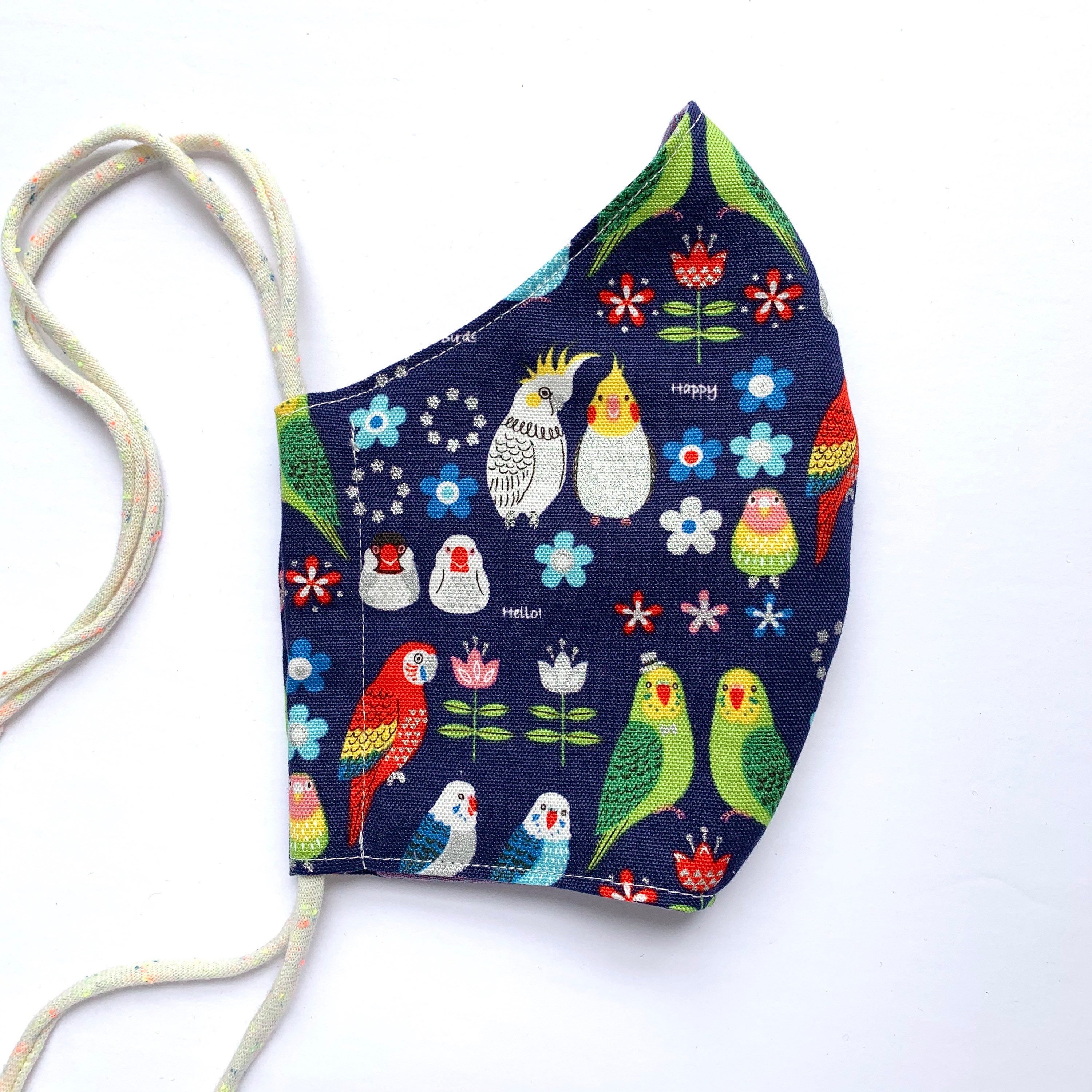 Birds Face Mask Adult Size Two layer Reversible Etsy