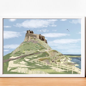 Holy Island, Lindisfarne Castle, Nordostküste Großbritanniens. A4 Druck