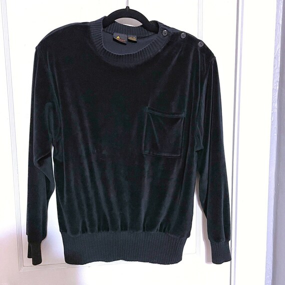 Vintage Lizsport Velour Sweatshirt Size M Pocket … - image 1