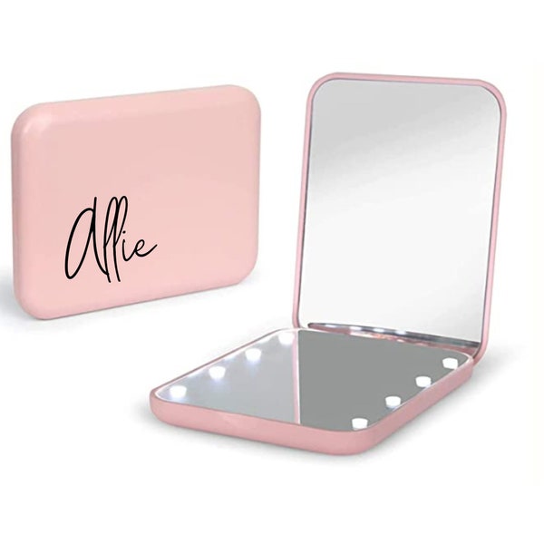 Personalized Compact LED Light Up Mirror | Wedding Mirror | Bridesmaid Proposal | Team Bride | Engagement | Makeup