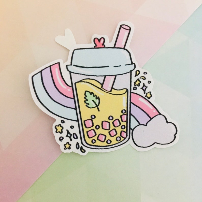 kawaii pastel rainbow pocky and drink stickers for etsy