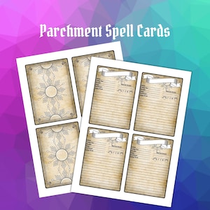Parchment Spell Cards for Dungeons and Dragons RPG
