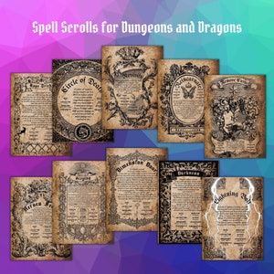 Parchment Spell Scroll Props for Dice and Dragons Set 2