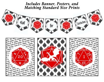 Dice and Dragons Themed Printable Decorations