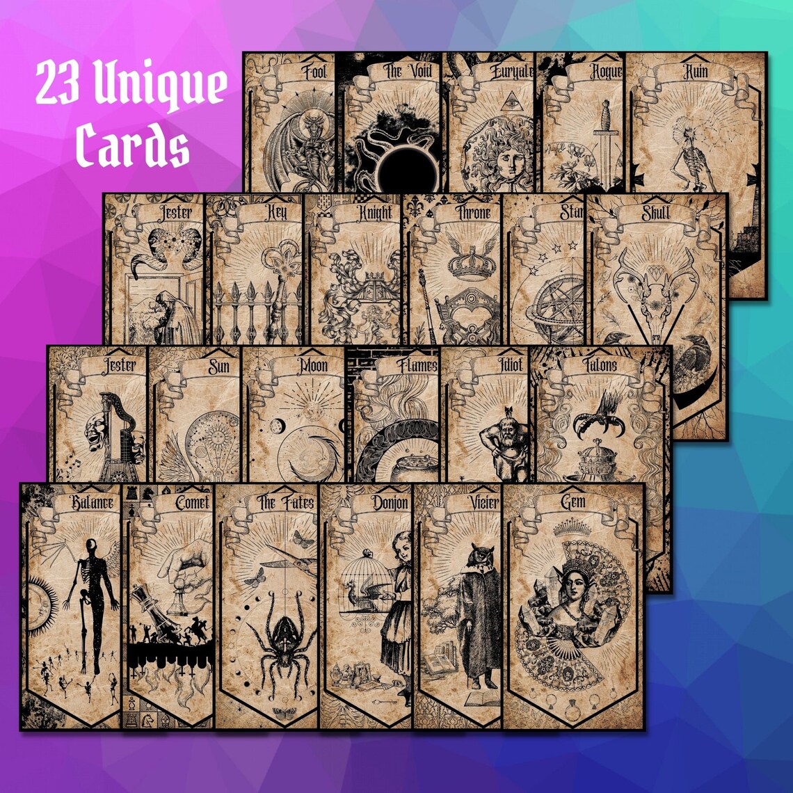 Large Size Aged Deck of Many Things Full Color Printable for Etsy UK