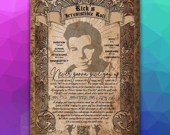 Rick Roll spell scroll prop for RPG dnd