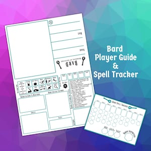 Bard Player Guide Card and Spell Tracker for Dungeons and Dragons