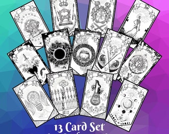 Deck of Many Things Jumbo Size Card Coloring Page Style for Dungeons and Dragons
