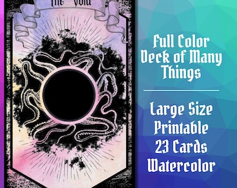 Large Size Watercolor Deck of Many Things Full 23 Cards for Dungeons and Dragons