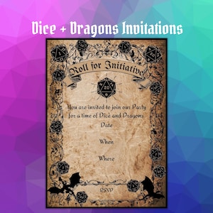 Dice and Dragons Party Invitations