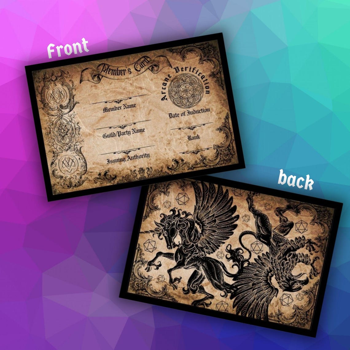 Guild Card Prop Handout for Rpg Dungeons and Dice and Dragons - Etsy