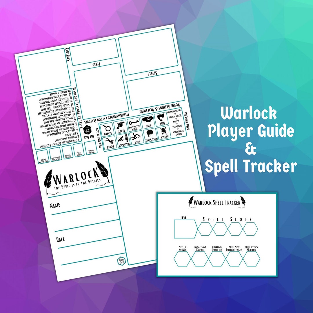 Warlock Player Guide Card and Spell Tracker for Dungeons and Dragons - Etsy