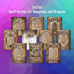 Parchment Spell Scroll Props for Dice and Dragons Set 3