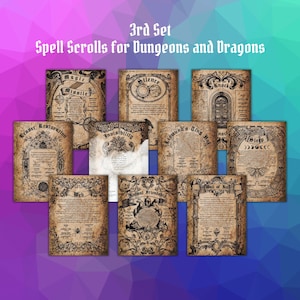 Parchment Spell Scroll Props for Dice and Dragons Set 3