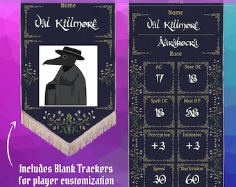 Tracker dell'iniziativa banner ricamato per Dungeons and Dragons