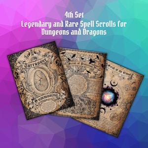 Legendary and Rare Parchment Spell Scroll Props for Dice and Dragons Set 4