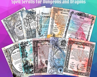 Color Spell Scroll Props for Dungeons and Dragons