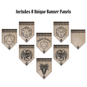 Rustic Fabric Dice and Dragons Themed Party Banner