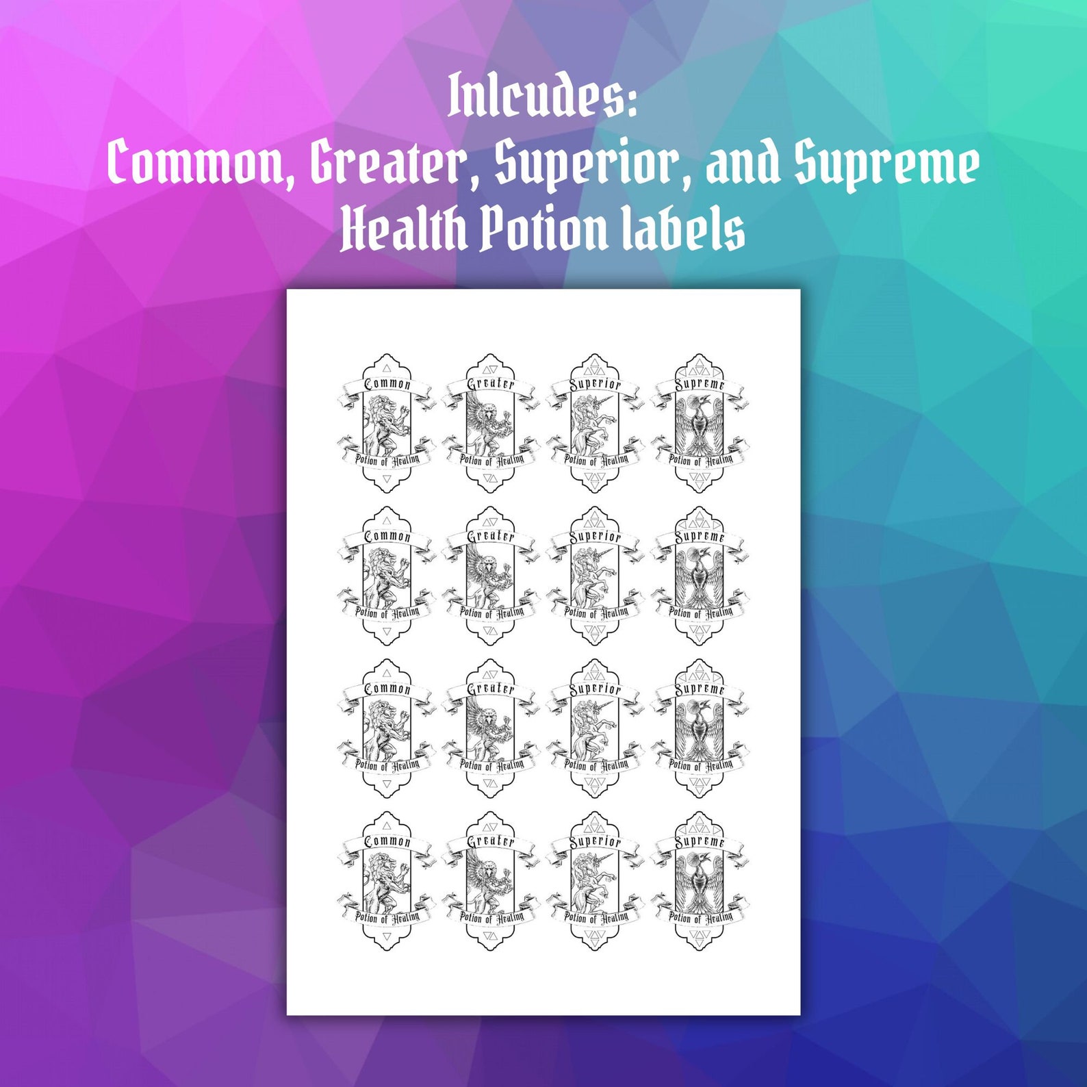 Health Potion Labels for D&D 5e RPG - Etsy