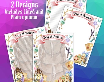 Bag of Holding Watercolor Printable for Dice and Dragons