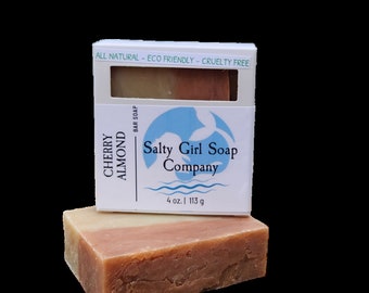 Cherry Almond,  Natural Bar Soaps,  Shea Butter Soap, Cold Process Soap, Organic Soap, Artisan Homemade Soap, Vegan Soap, Essential Oil Soap