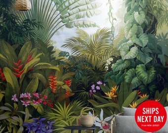 Hand drawn tropical forest removable Wallpaper mural Self Adhesive Peel & Stick Hand drawn tropical forest removable Wallpaper mural Self Adhesive Peel & Stick