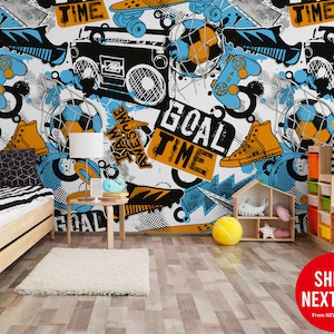 Sport Pattern Wallpaper | Pattern Wall Mural | Peel and Stick Self Adhesive or Pasted | Removable Wallpaper | Custom Size