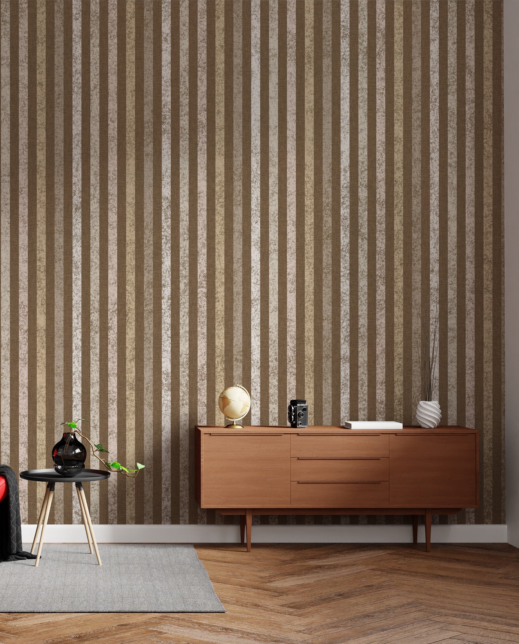 Textured Retro Stripe Lines Wallpaper Pattern Wall Mural Etsy